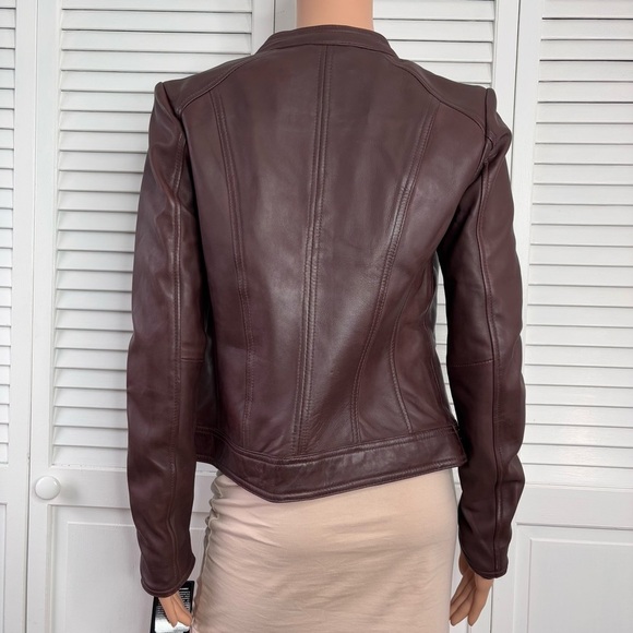 New BLACK RIVET Burgundy Leather Jacket Size Small - Picture 10 of 10
